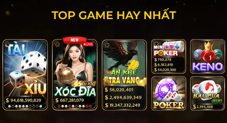 Sảnh game Hitclub đa dạng thể loại giao diện hiện đại thu hút người chơi.