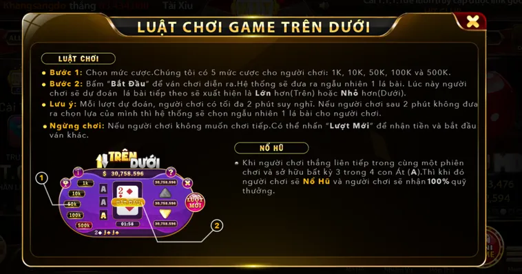 Minigame Trên Dưới Tại HitClub Đẳng Cấp Dự Đoán Nhận Thưởng Cực Lớn 2026