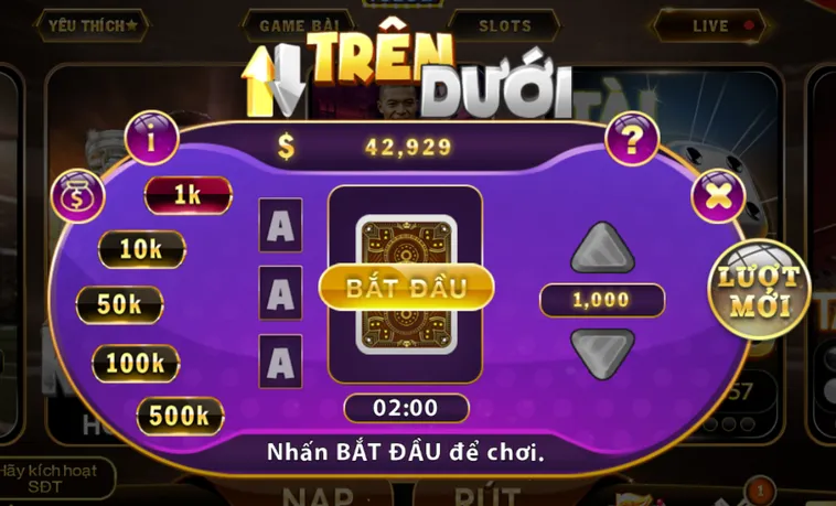 Minigame Trên Dưới Tại HitClub Đẳng Cấp Dự Đoán Nhận Thưởng Cực Lớn 2026